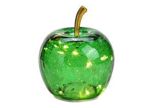 Manzana verde de cristal con luz led