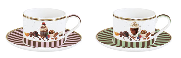 Dulces momentos Set de 2 tazas con plato