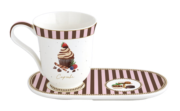Dulces Momentos. Mug con plato/bandeja