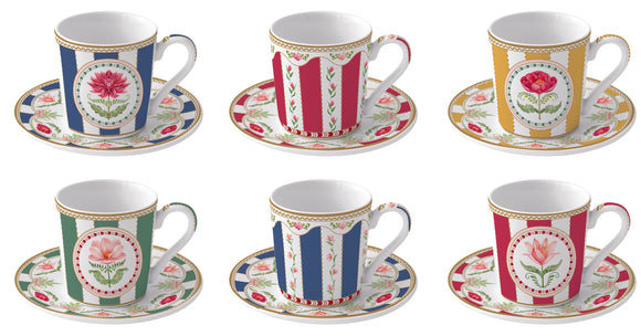 Flowery set de 6 tazas de café