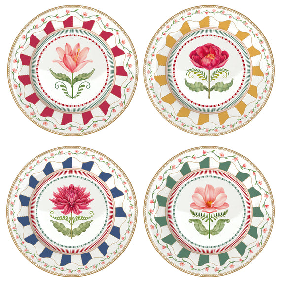 Flowery set 4 platos de postre