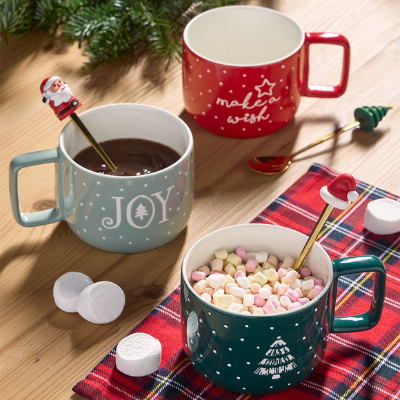 Holiday taza desayuno con cuchara