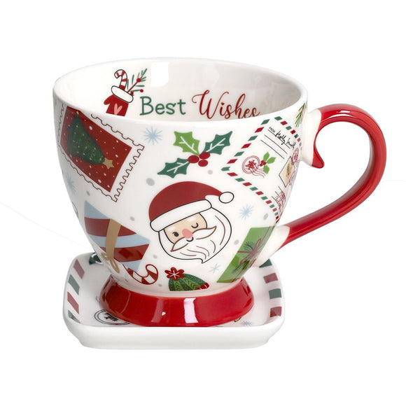 Let it snow Taza desayuno con plato cuadrado