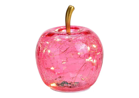 Manzana rosa de cristal con luces led